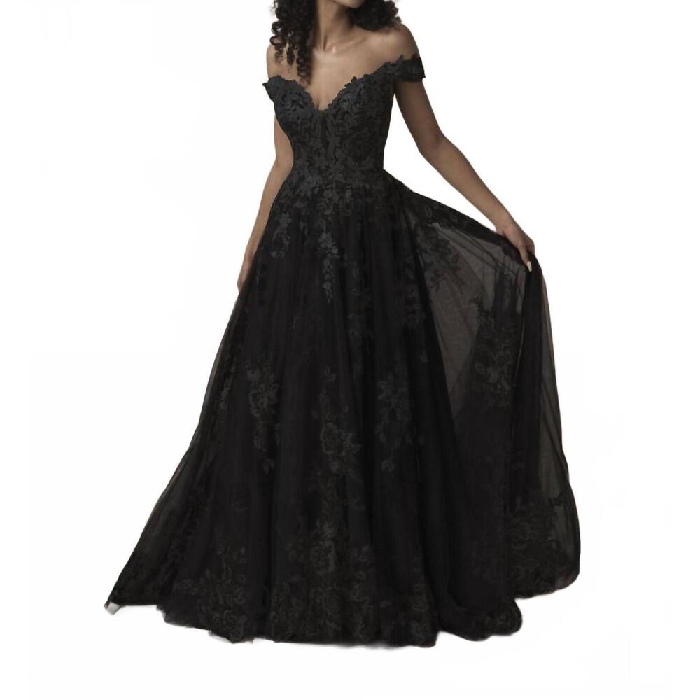 NEW ALLURE BRIDALS off the shoulder bridal gown in black